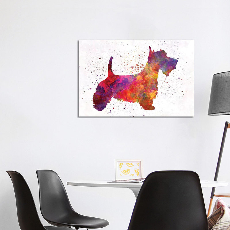 Scottish Terrier In Watercolour by Paul Rommer - Wrapped Canvas Painting, 66.04cm H x 101.6cm W x 1.91cm D