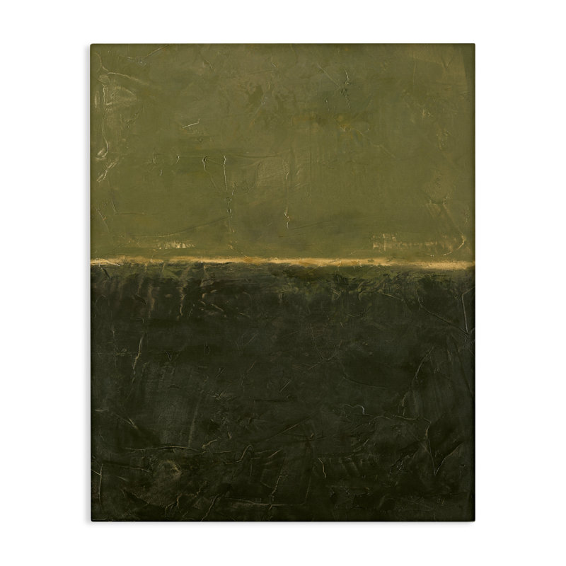 Toile abstraite verte sur fond vert rustique, design par Design Fabrikken, H 20 po x l 16 po