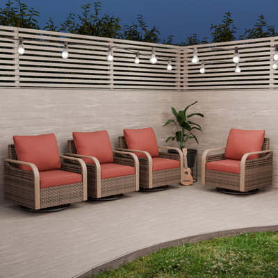 Outdoor Patio Wicker Swivel Glide Rocker Chair With Cushions by EAGLE PEAK