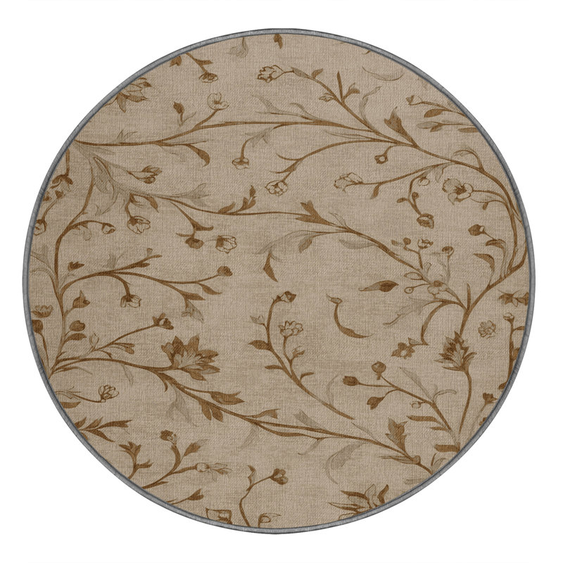 Tapis persan gris lavable à la machine, Rond 6 pi