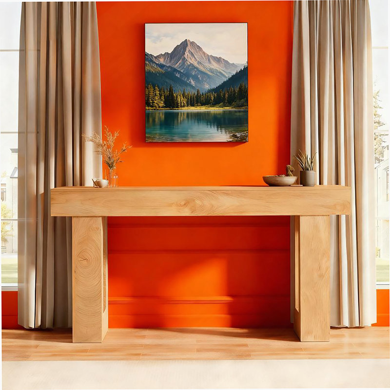 Wooden Console Table, Sofa Side Table With Rustic Farmhouse Style And Versatile Placement For Living Room Decor, Natural