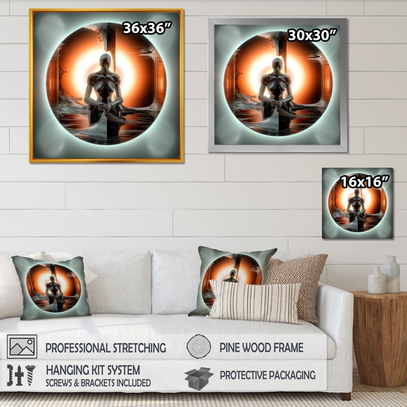 A.I. Sci-Fi Dreams Of Singularity I, H 16 po x l 16 po x P 1 po, Cadre flottant doré
