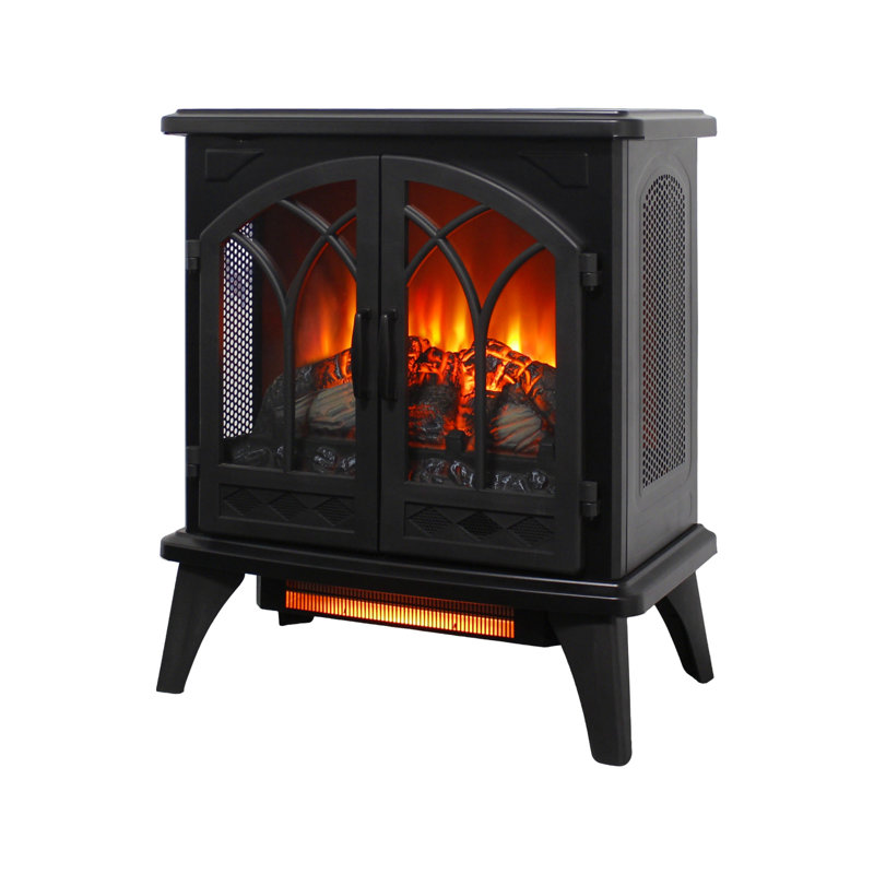 Foyer électrique 24 "à quartz infrarouge noir électrique avec flamme 3D et télécommande
