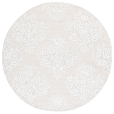 Vidath 619 Hand Tufted Wool/Viscose/Cotton Damask Indoor Use Only Rug in Ivory