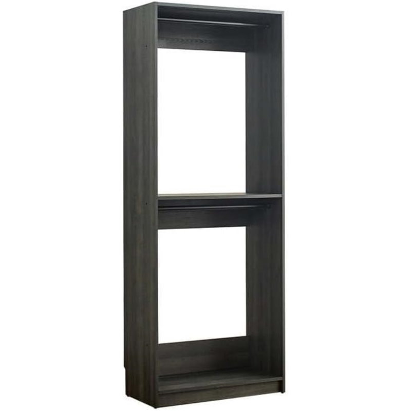  32 Inch Gray Wood Modular Walk in Closet System with Two Hanging Rods Included, Black