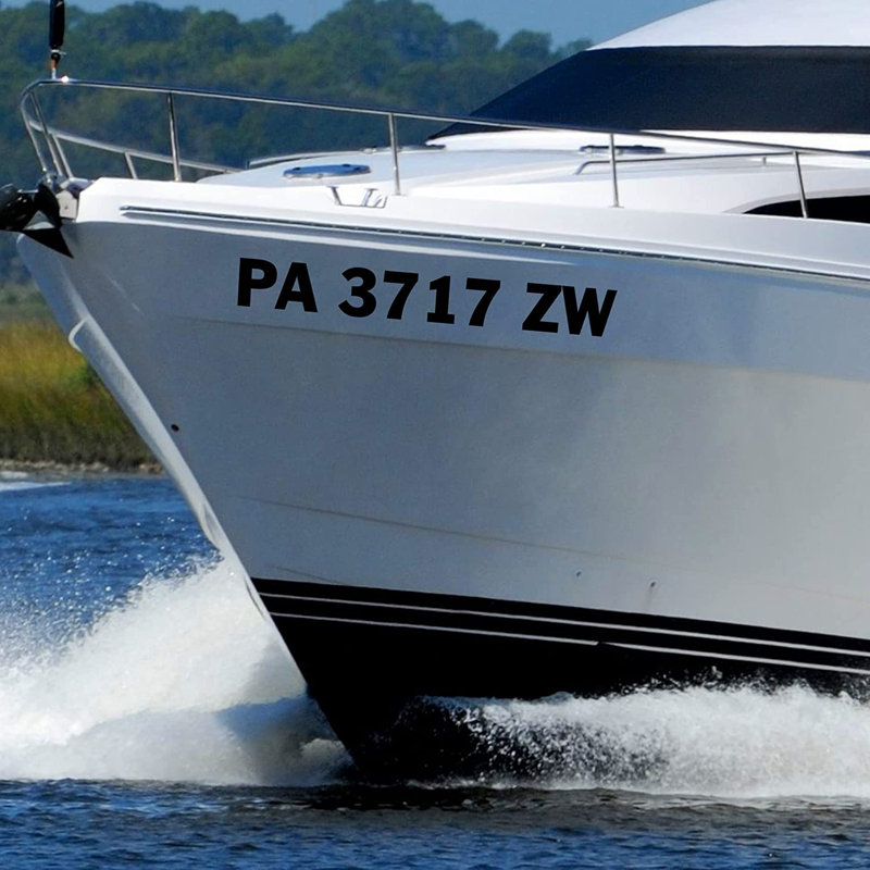 Adhésif décoratif bateau, Noir, H 3 po x l 20 po, Oui