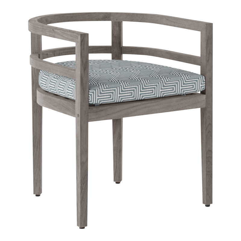 Chaise avec accoudoirs d'extérieur en teck Santa Barbara, Pas de soudure, Perigold ‑ motif de clé crépuscule, Teck naturel
