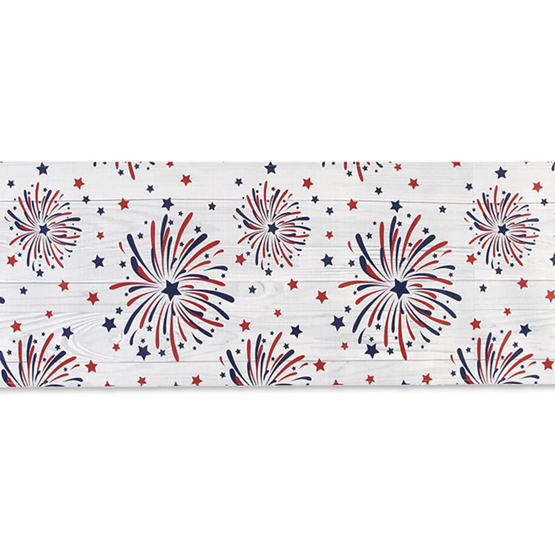 Fireworks Table Runner 4Th Of July Patriotic Memorial Day Independence Day Holiday Kitchen Dining Table Decoration,Holiday Burlap Table Cover, 13 X 70 Inch, Americana Stars, Red, White, Blue.