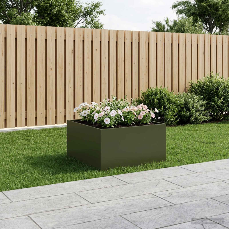 Planter Box, 40cm H x 80cm W x 80cm D, Olive Green