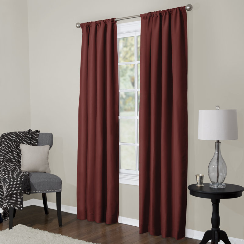 Paire de rideaux unis avec passe-tringle Tutto, Rouge