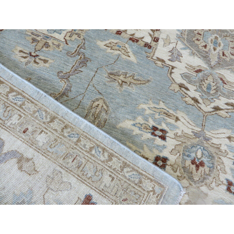 Tapis unique en laine noué à la main gris / bleu 10 pi 2 po x 13 pi 7 po Droitwich