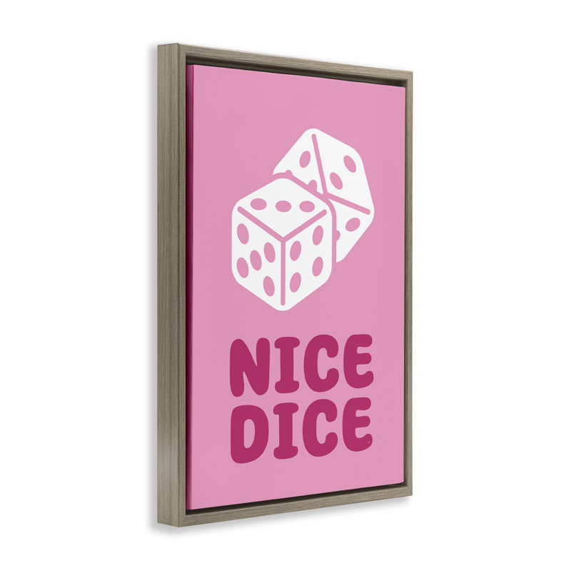 «Nice Dice» par Martina Pavlova, H 31 po x l 21 po, Cadre flottant métallique doré