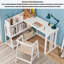 Combinaison bureau et bibliothèque en bois massif-495571292