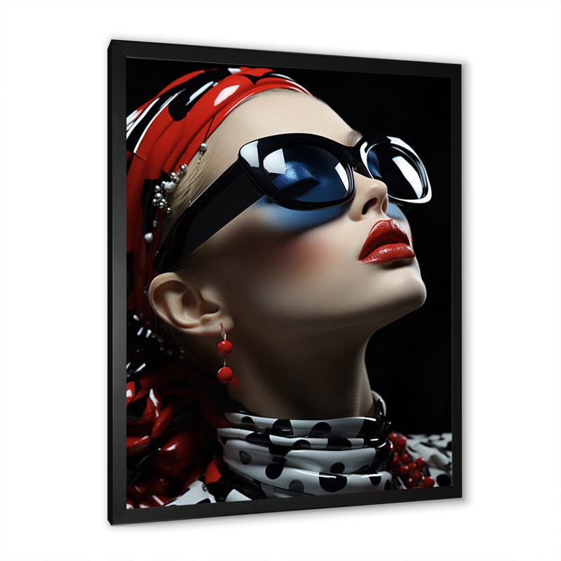 Prestero Fashion - portrait rouge - imprimé, H 20 po x l 12 po x P 1 po, Cadre photo noir