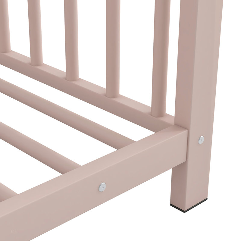 Lit plateforme simple en métal, Rose