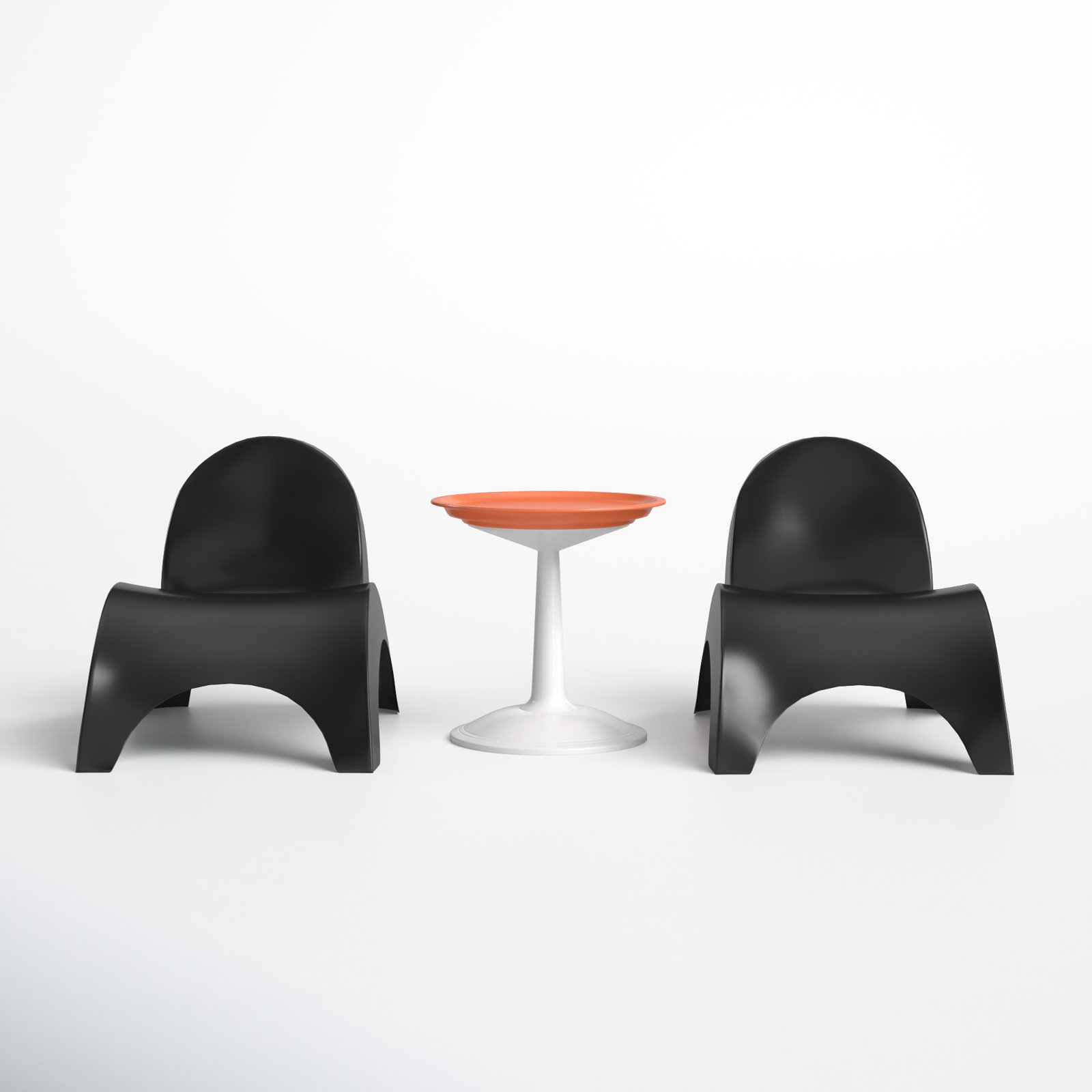 Ameswood Plastic Chaise Lounge Set with Table, Black/Orange