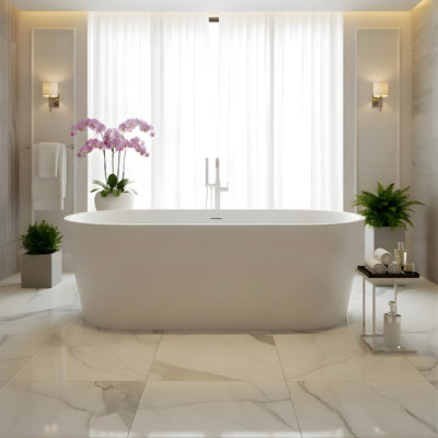 67" x 32" Freestanding Soaking Acrylic Bathtub