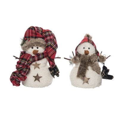  Ensemble de 2 bonhommes de neige écossais multicolores en mousse 9,06 po