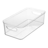 iDesign Crisp Fridge and Pantry Storage Organizer Bin with Handles, Container for Food, Drinks, Produce Organization, BPA-Free, 16" x 8" x 5" - Clear