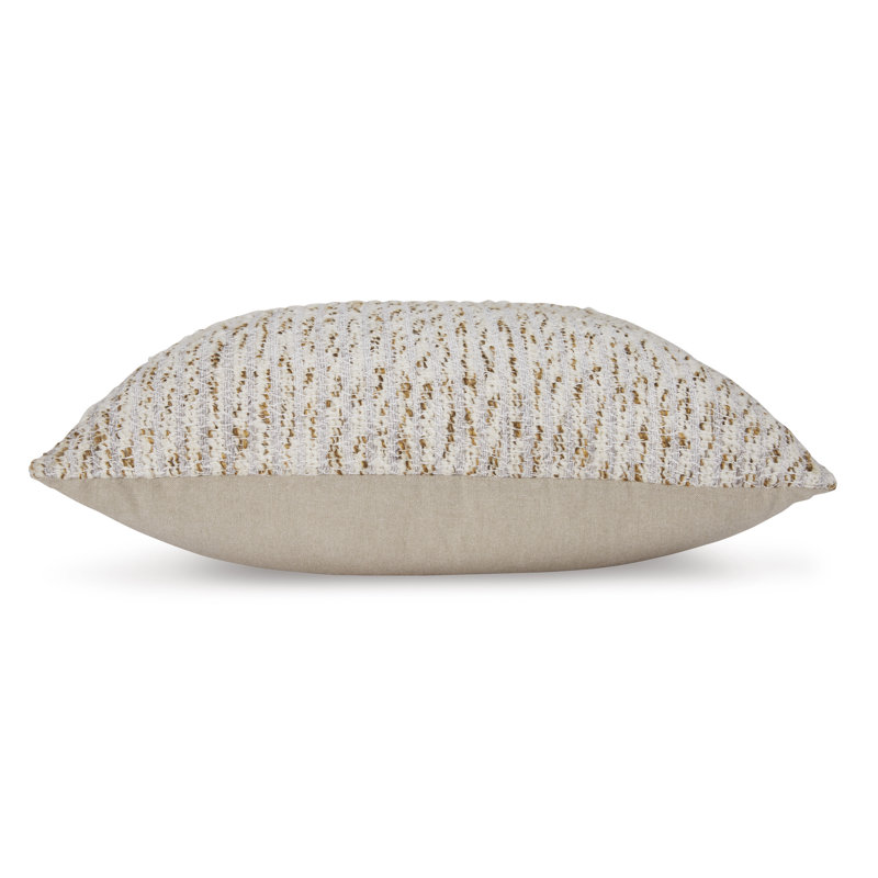 Ivory Gray Gold Textured Square Accent Pillow