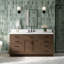 Meuble-lavabo simple en bois massif 66 po avec plateau en quartz Carrara de 1,5 po Thornaby-55701070-58680300