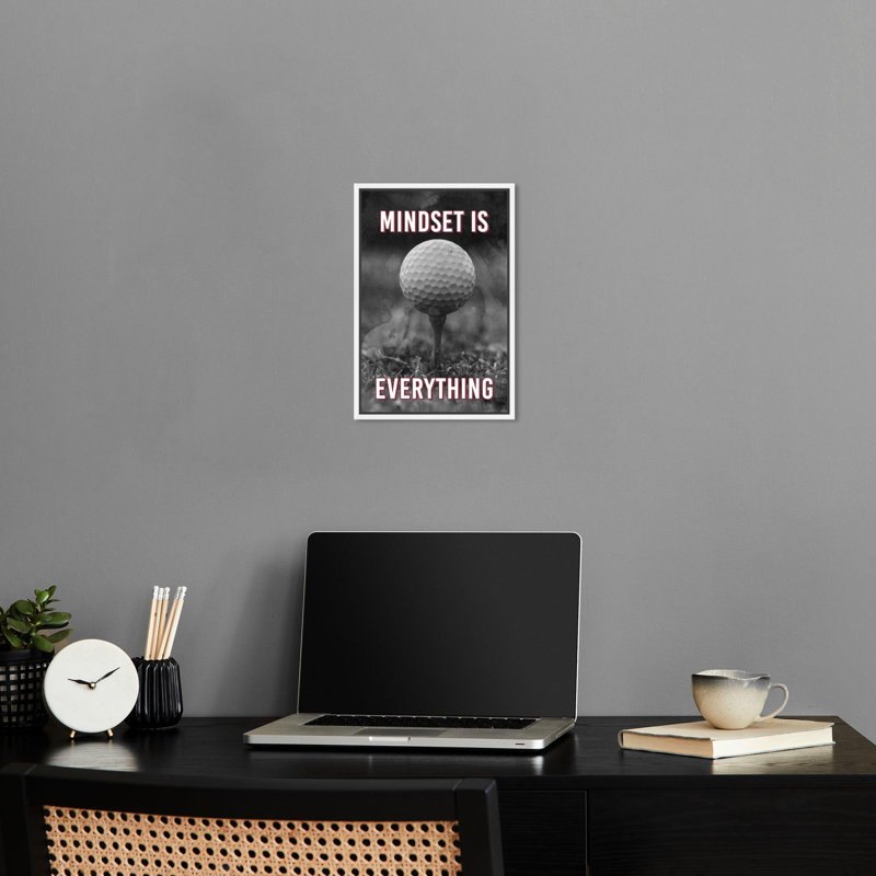 «Mindset is Everything Golf», reproduction d'art sur toile par Notoriart, Cadre blanc, H 25 po x l 17 po