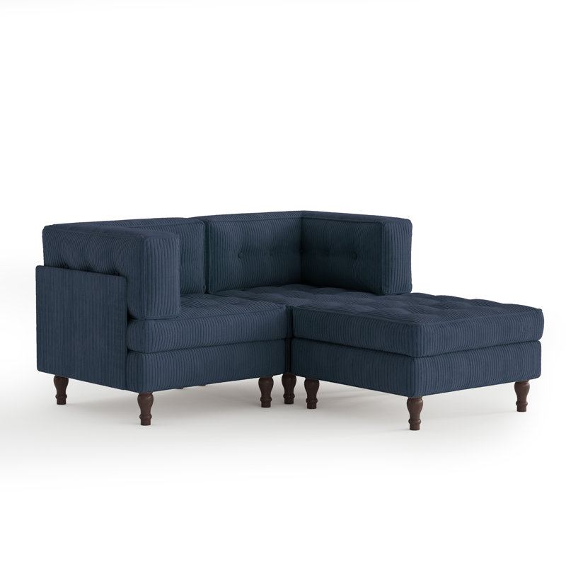 3 Seater Corduroy Sectional, Navy