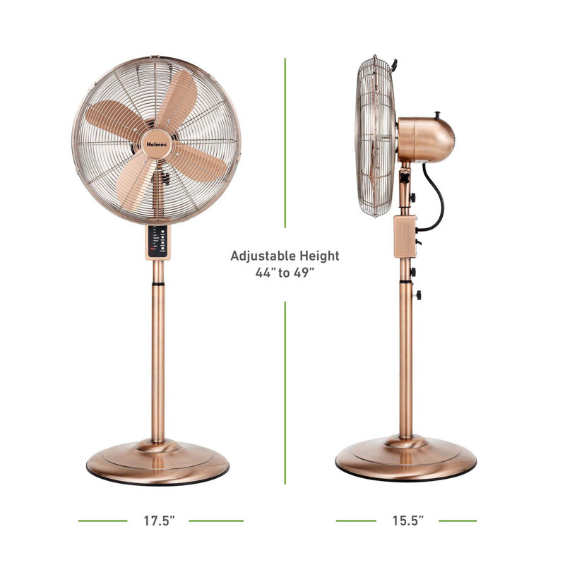 16" Oscillating Digital Cooper Metal Stand Fan, 3 Speeds, Remote Control
