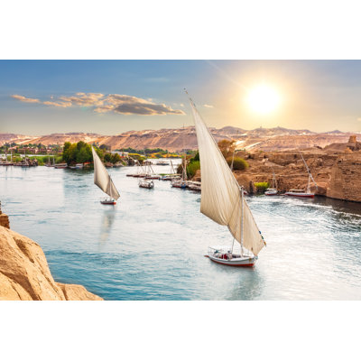 Traditional Nile Sailboats by Anton Aleksenko - Wrapped Canvas Print