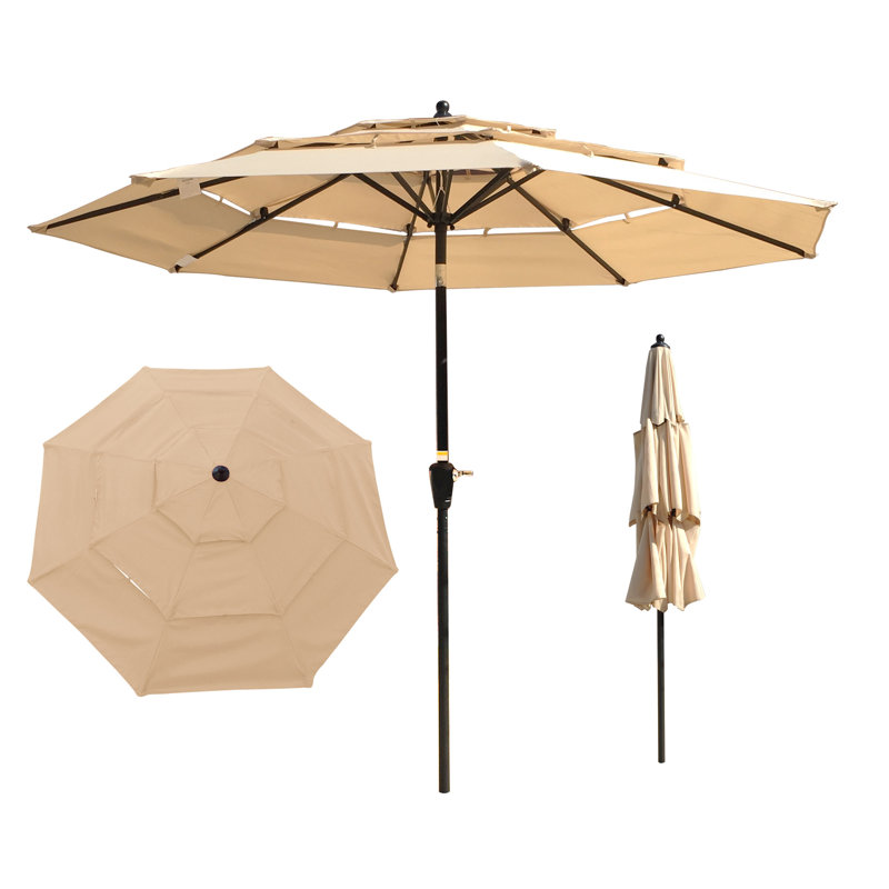Rogersen 108" Market Sunbrella Umbrella, Light Brown