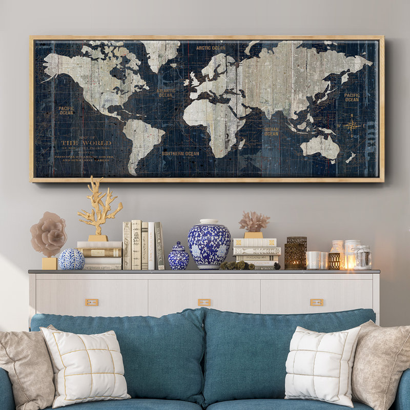 Carte du vieux monde - toile encadrée