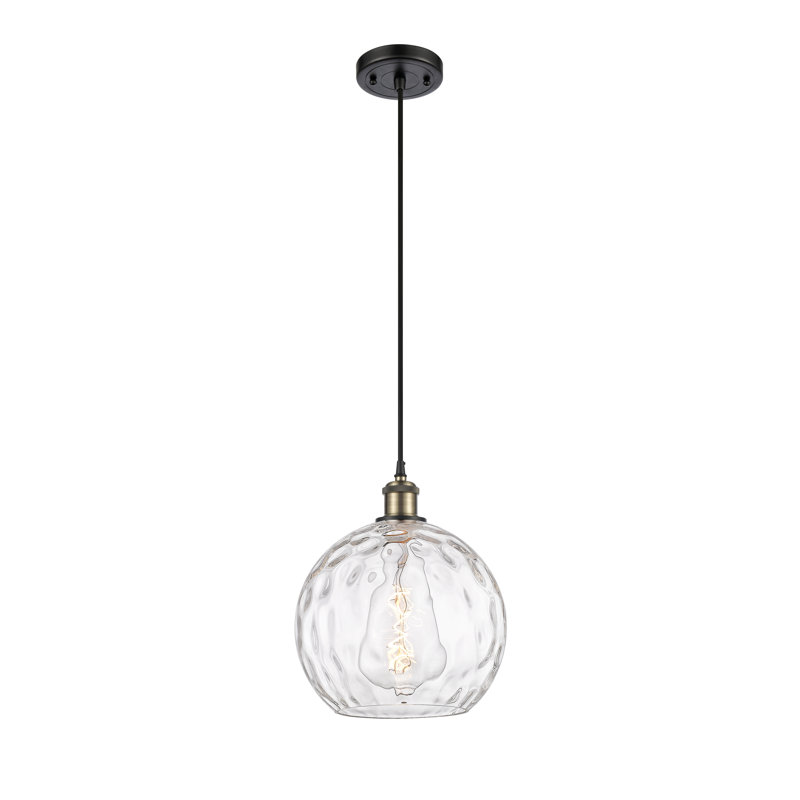 Luminaire suspendu sphère 1 lumière Roxane, H 13 po x l 10 po x P 10 po, DEL, Laiton antique noir