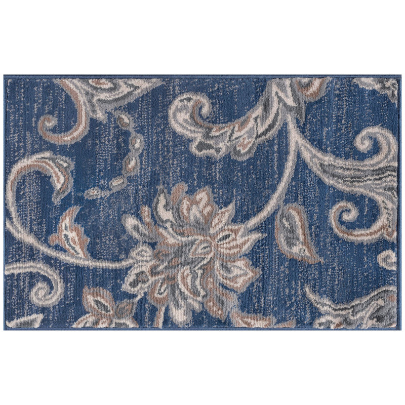 Tapis d'intérieur transitionnel bleu foncé Wealden, Rectangle 2 pi x 3 pi
