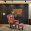 Fauteuil inclinable et repose-pieds 32 po contemporain en similicuir avec base pivotante en bois d'acajou-71074099