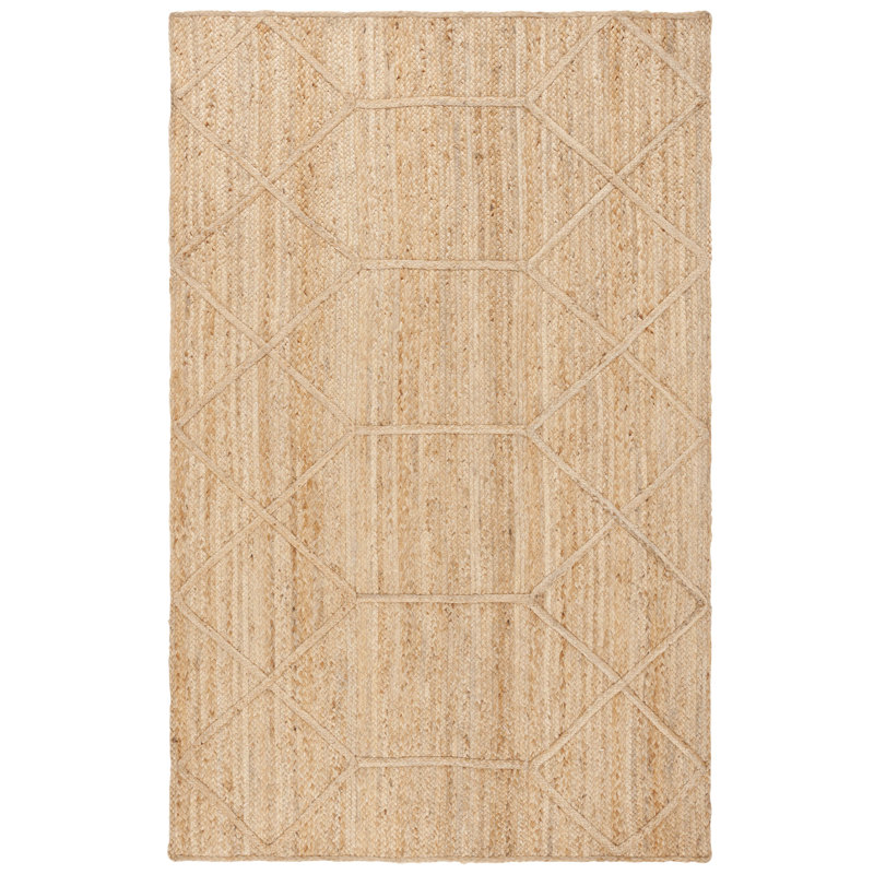 Natural Fiber Handloom Jute Geometric Rug, Round 6'