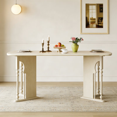 Table de salle à manger de style français en chêne rouge 62,99 pouces