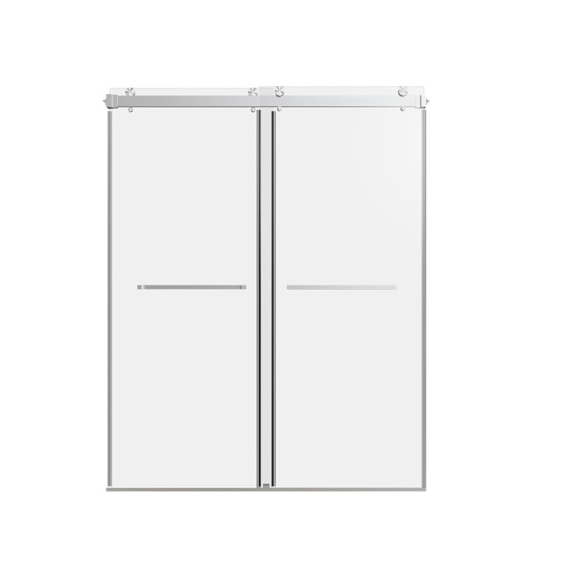 Carlos 56–60'' W x 76'' H Frameless Bypass Shower Door with 3/8'' Tempered Glass (No Soft-Close), Chrome