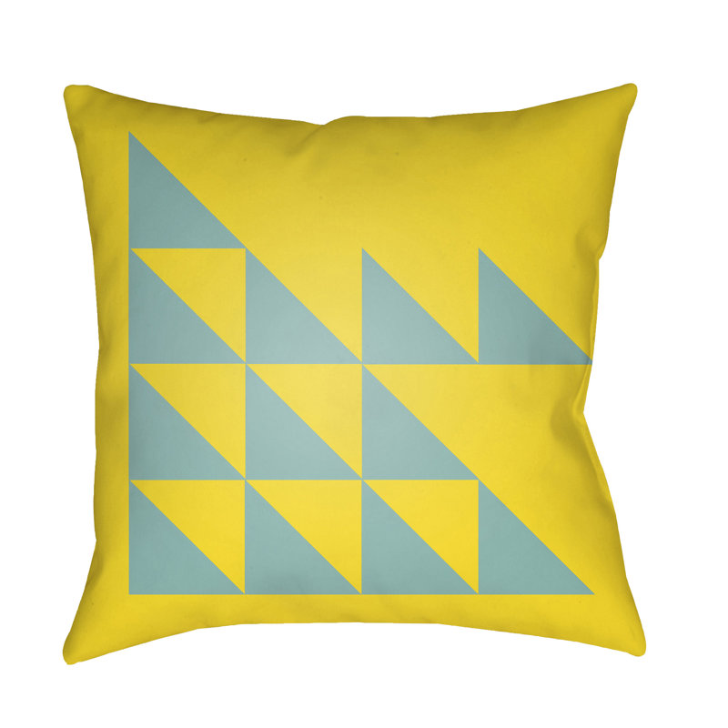 Moderne Geometric Outdoor Throw Pillow, Yellow, 22" H  x 22" W x 5" D