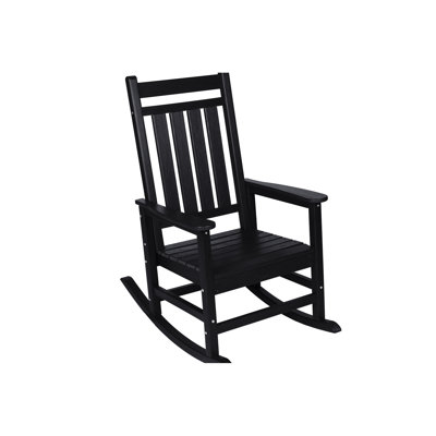 3 chaises berçantes avec table d'appoint pour l'extérieur. Noir Résistant aux intempéries. Un plaisir ergonomique imbattable. Siège large et profilé. Peut supporter jusqu'à 380 livres. P 32,5 po x l 25,9 po x H 41,7 po. Installation partielle