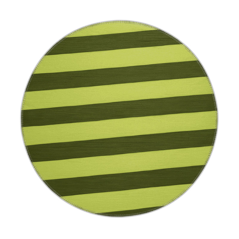 Tapis intérieur / extérieur vert HorizontalStripes, Rectangle 5 pi x 7 pi
