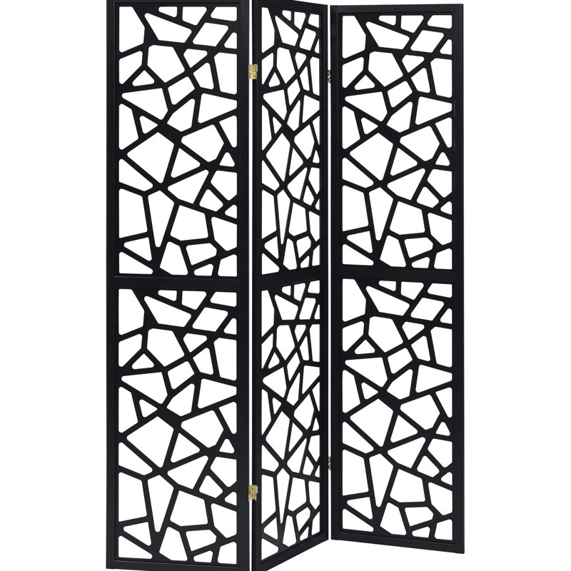 3 paravents noirs avec des accents de mosaïque exquis pour un décor moderne