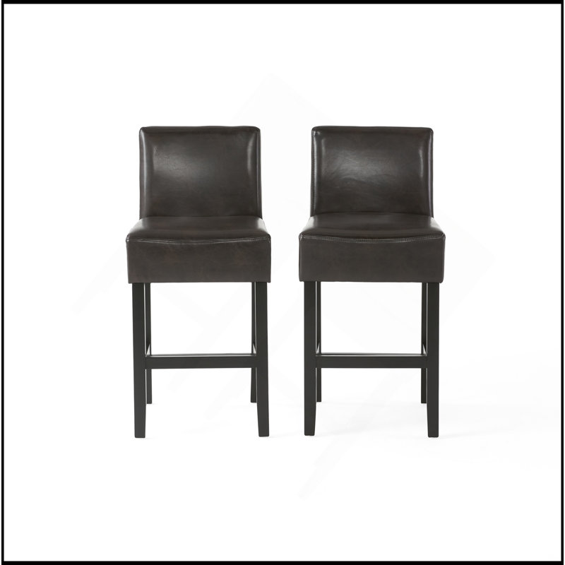 Ensemble de 2 tabourets de comptoir en cuir brun 26 pouces (ensemble de 2)