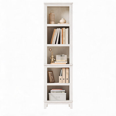 Bibliothèque campagnarde de 71 po de hauteur avec tablettes réglables, bibliothèque en bois à 5 niveaux, vitrine de rangement pour salon, bureau à domicile, chambre à coucher, blanc