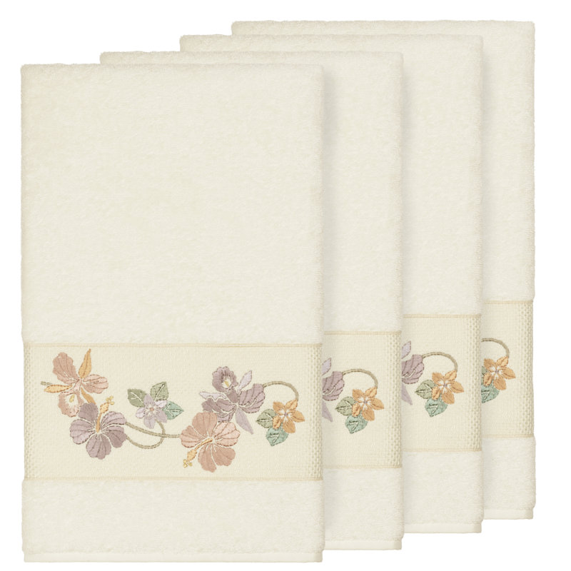 Ensemble de serviettes de bain en coton turc 4 pièces Caroline, Crème