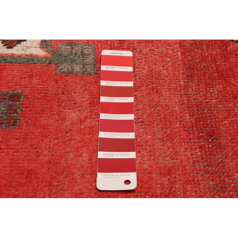Tapis rouge fait à la main de conception unique 4 pi 0 po x 7 pi 9 po Andelz