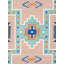 Tapis géométrique en laine tissé à la main et à plat rectangulaire 6 pi x 9 pi Tuscany en rose / bleu / brun