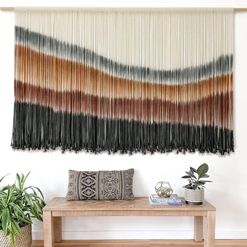 Décoration murale en macramé à accrocher au mur en macramé à grande échelle Tapisserie Tie-Dye Living 57 x l 35 po