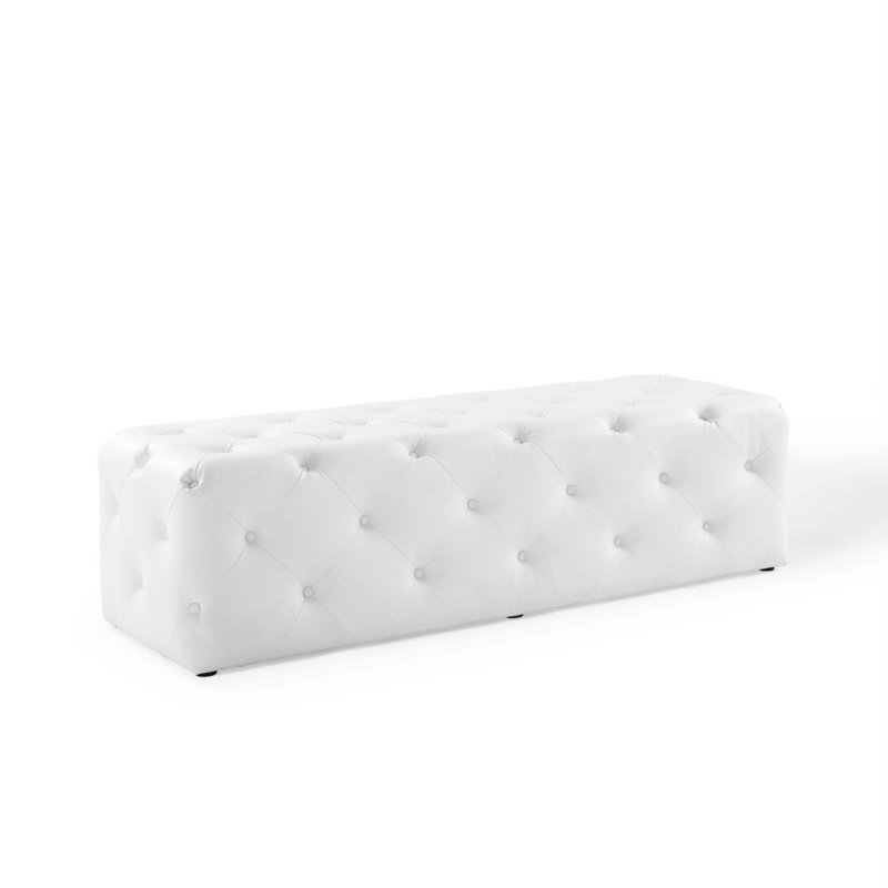 Modway Amour Tufted Button Entryway Bench, 16.5" H x 60" W x 19" D, White