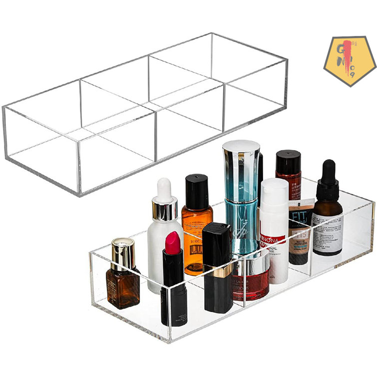 KIKILIE 2 Pack Clear Kitchen Drawer Organizer, Acrylic Transparent Divided  Organizers for Utensils Silverware Makeup, Dresser Organizer with 4