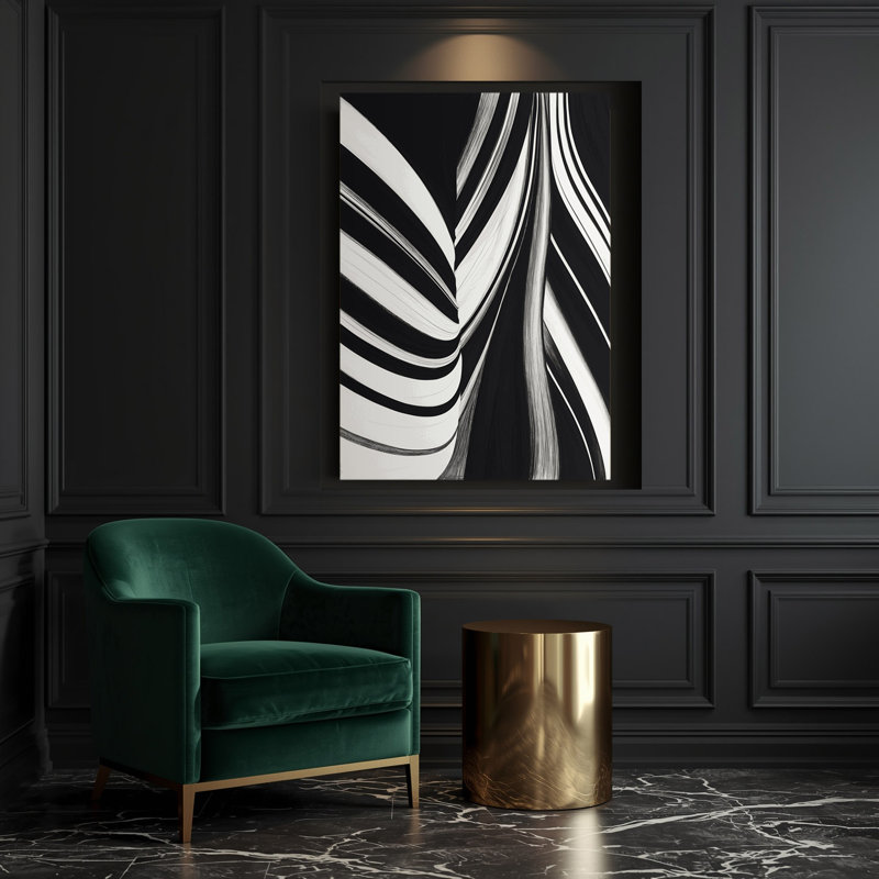DiagonalStripes White Black Grey Canvas Wall Art, 11" H x 14" W